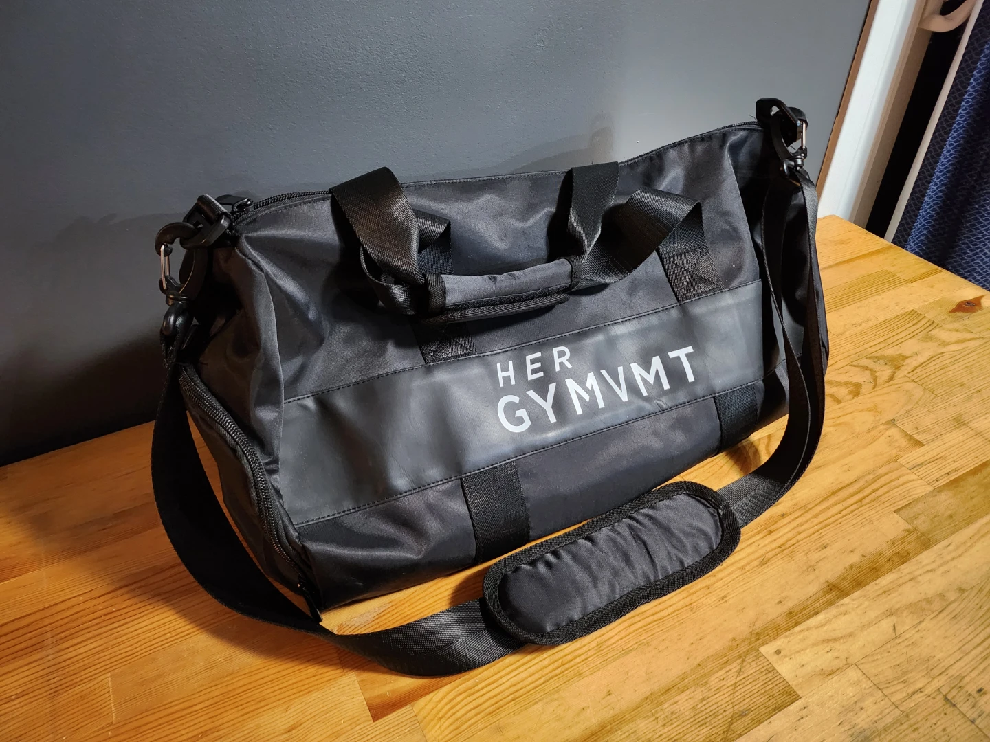 HER GYMVMT Black Duffel Bag