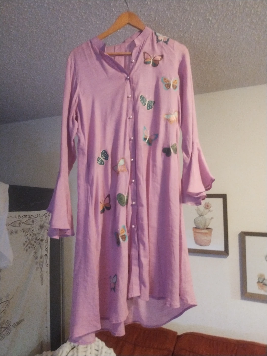Pink Butterfly Bell Sleeve Tunic Dress 🤩