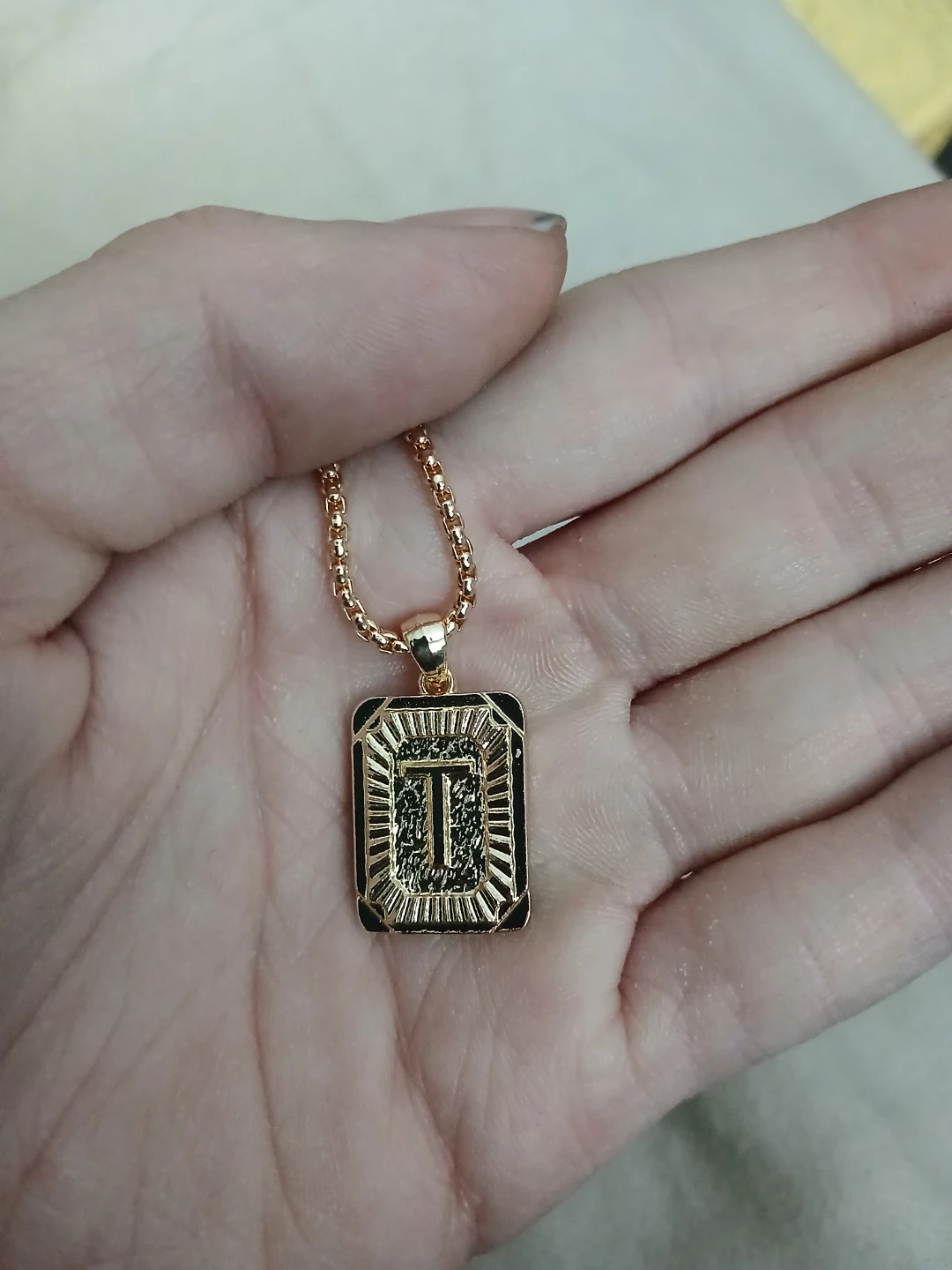 18K Gold Plated Zinc Alloy Letter T Pendant Necklace