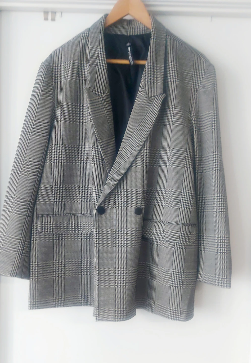 DESIGN LAB Plaid Double-Breasted Blazer