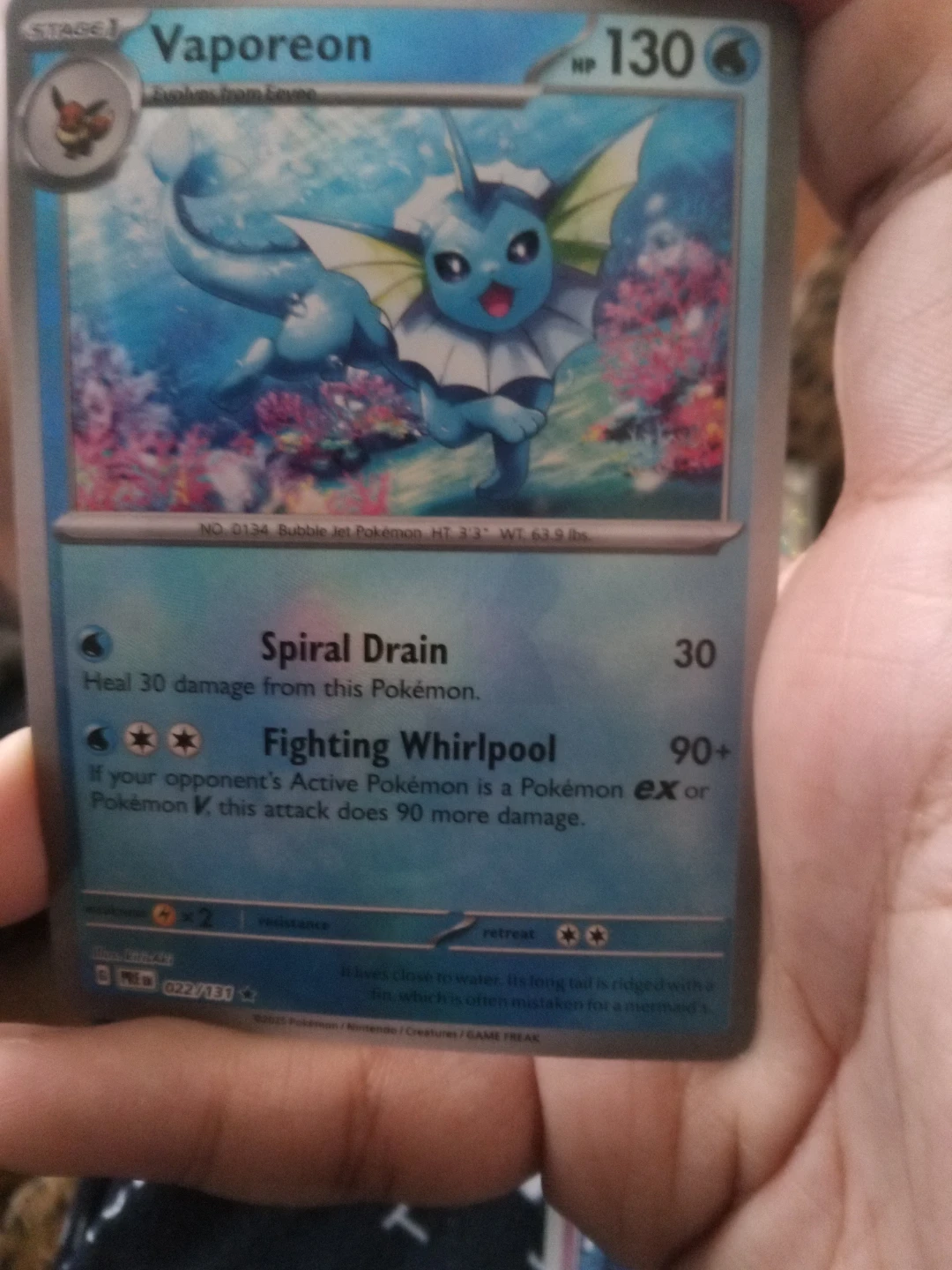 Pokemon Vaporeon Trading Card 022/131
