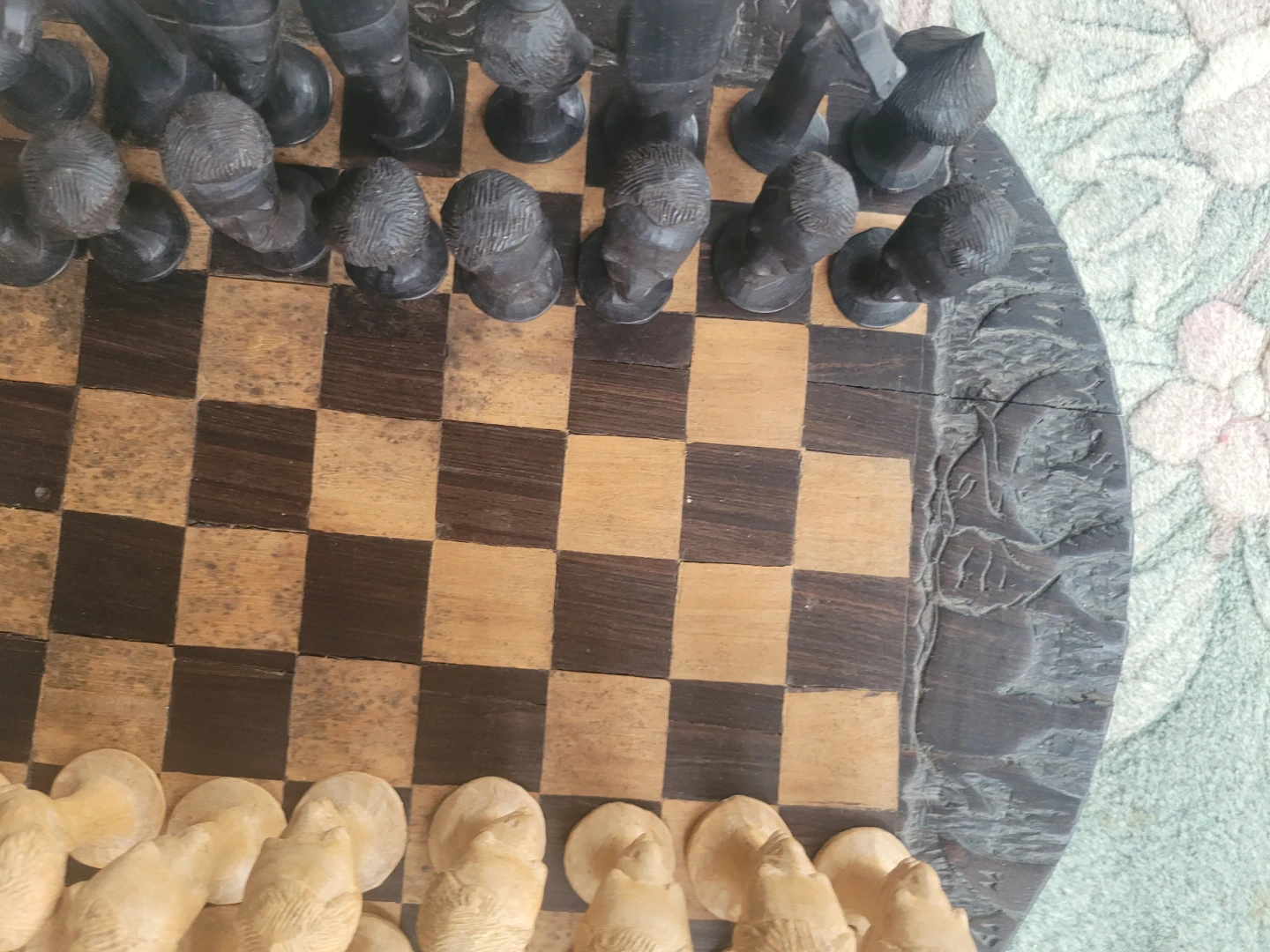 HAND Carved Wooden Chess Set - photo 2
