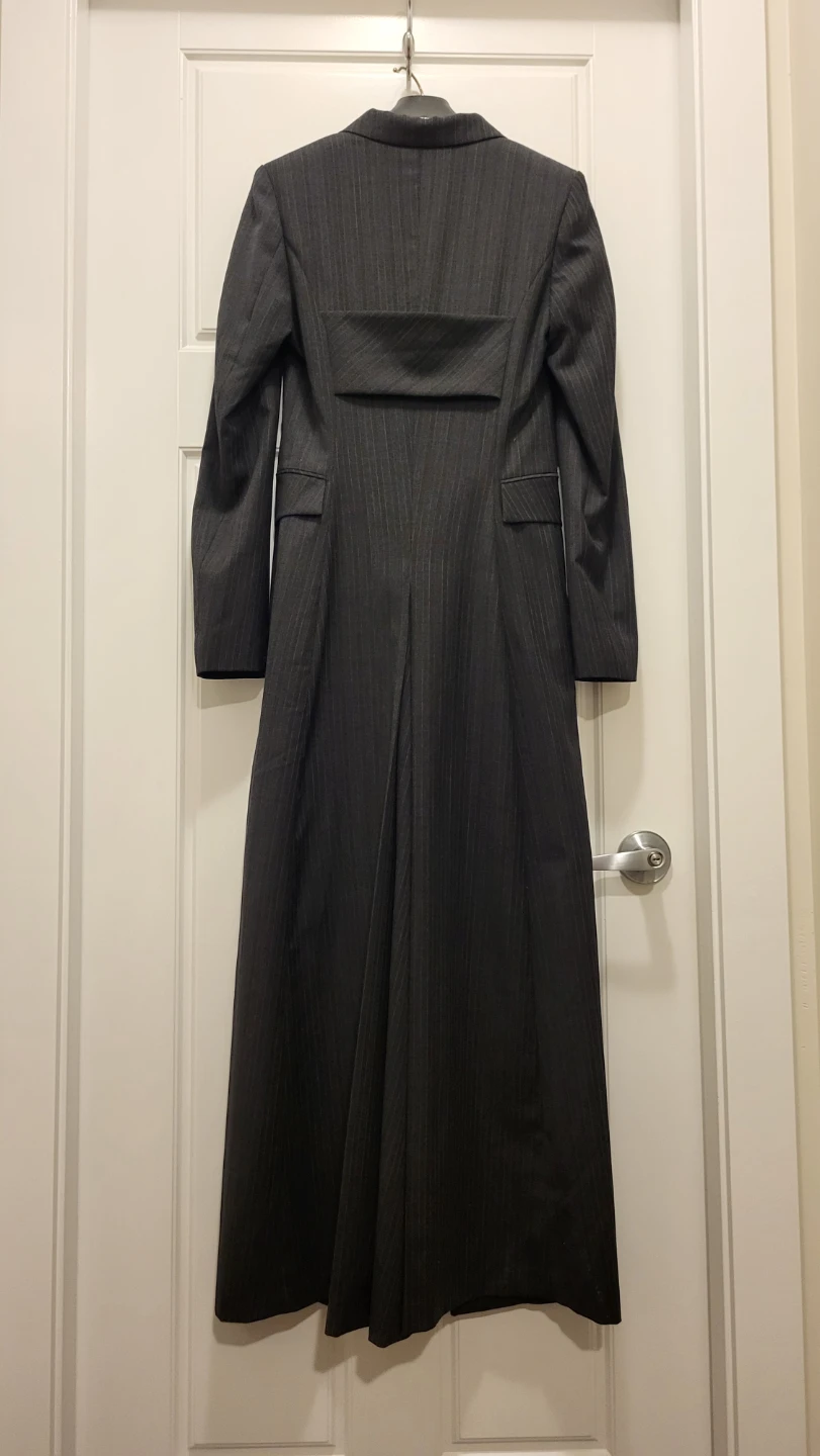 Dark Grey Pinstripe Maxi Coat - photo 2