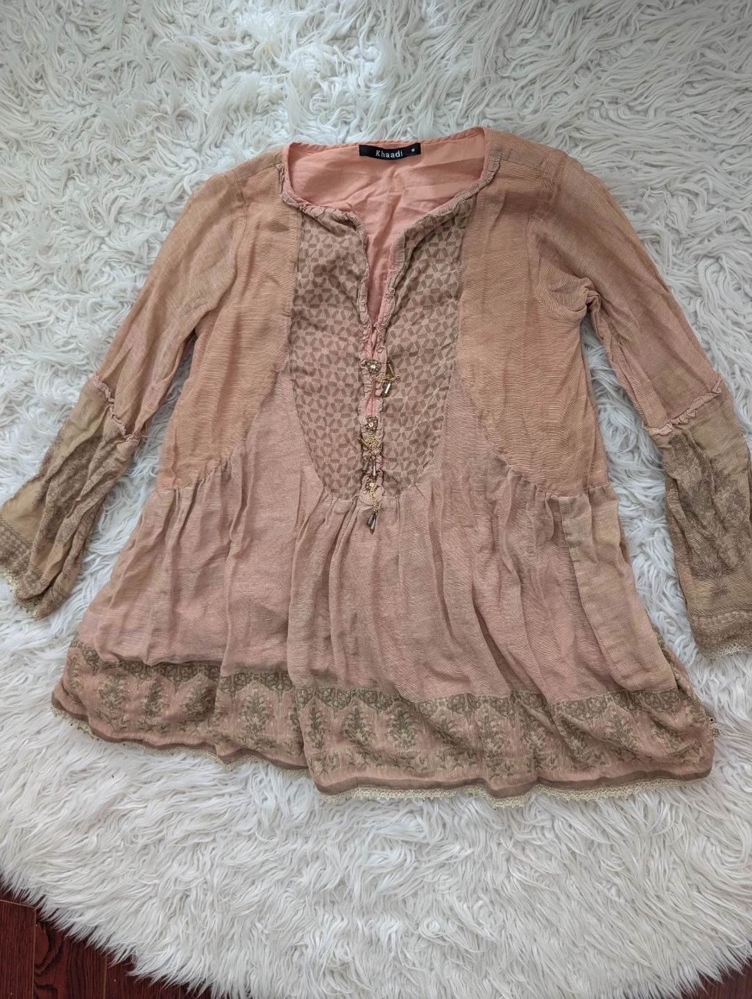 Khaadi Pink/peach Embroidered Tunic Top
