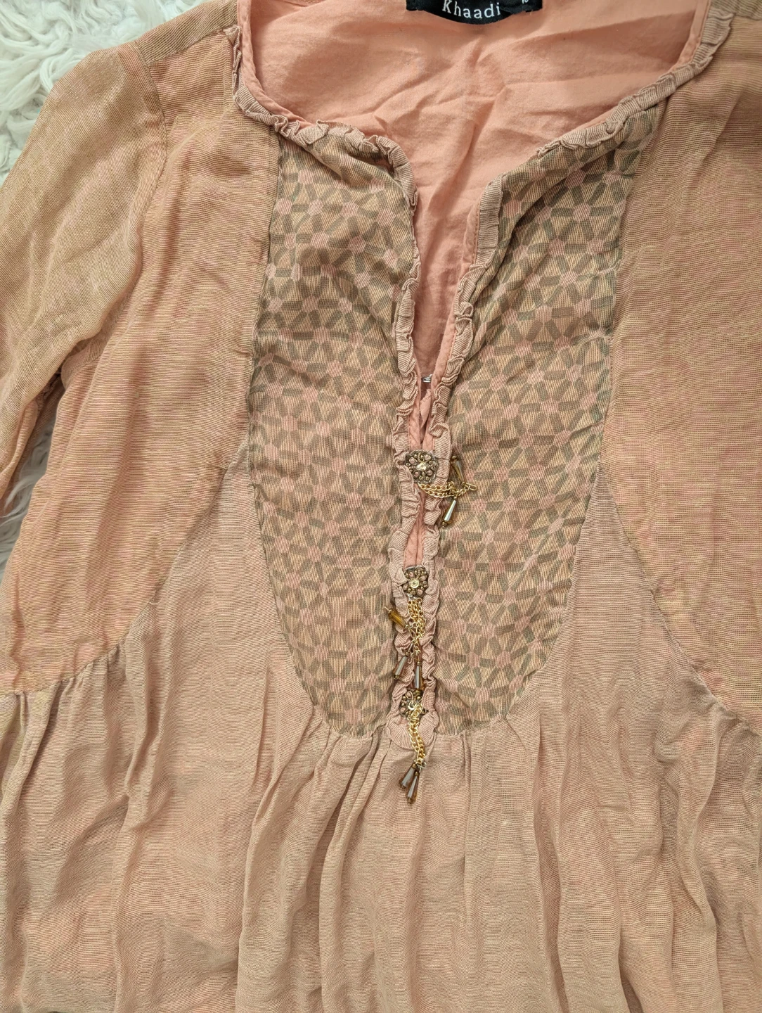 Khaadi Pink/peach Embroidered Tunic Top - photo 2