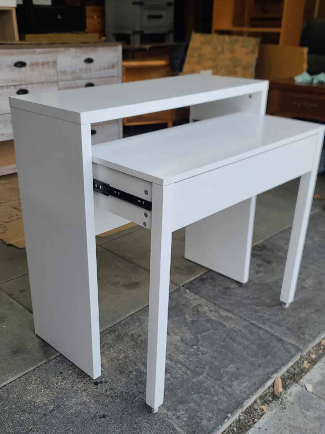 White Nesting Tables with Drawer - photo 3