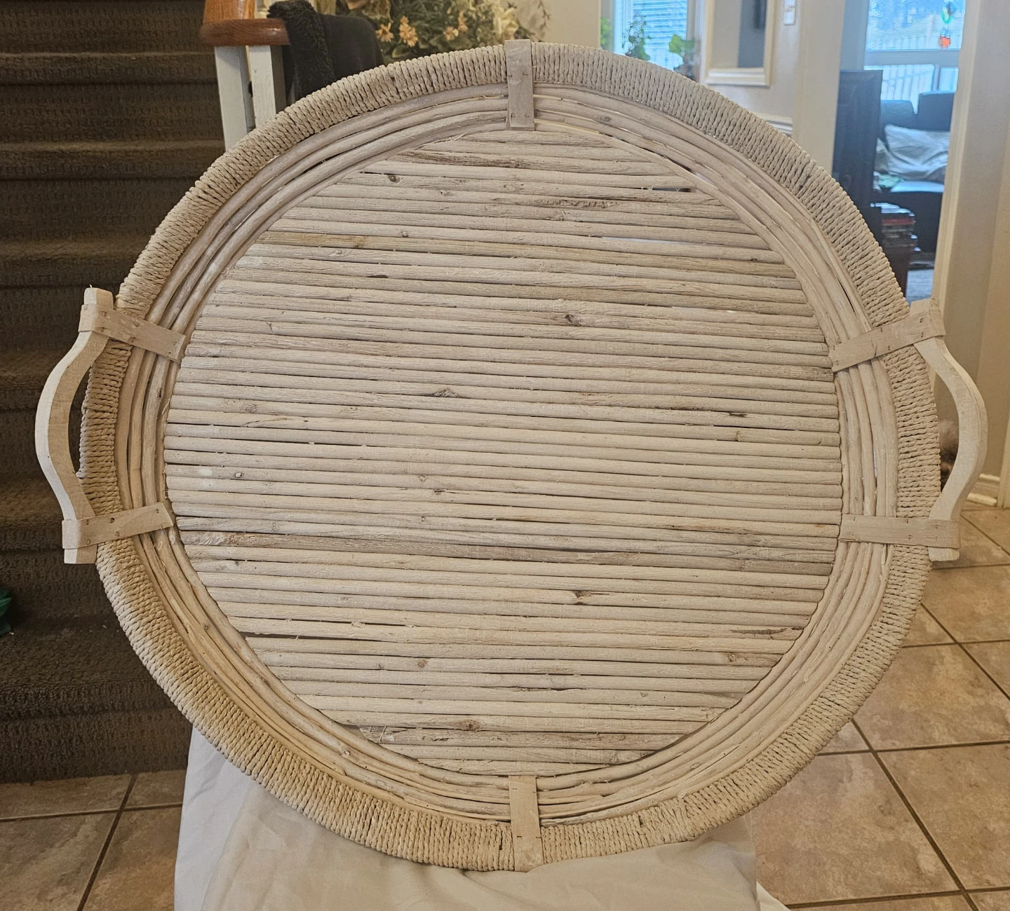 Large Wooden Round Decorative Tray