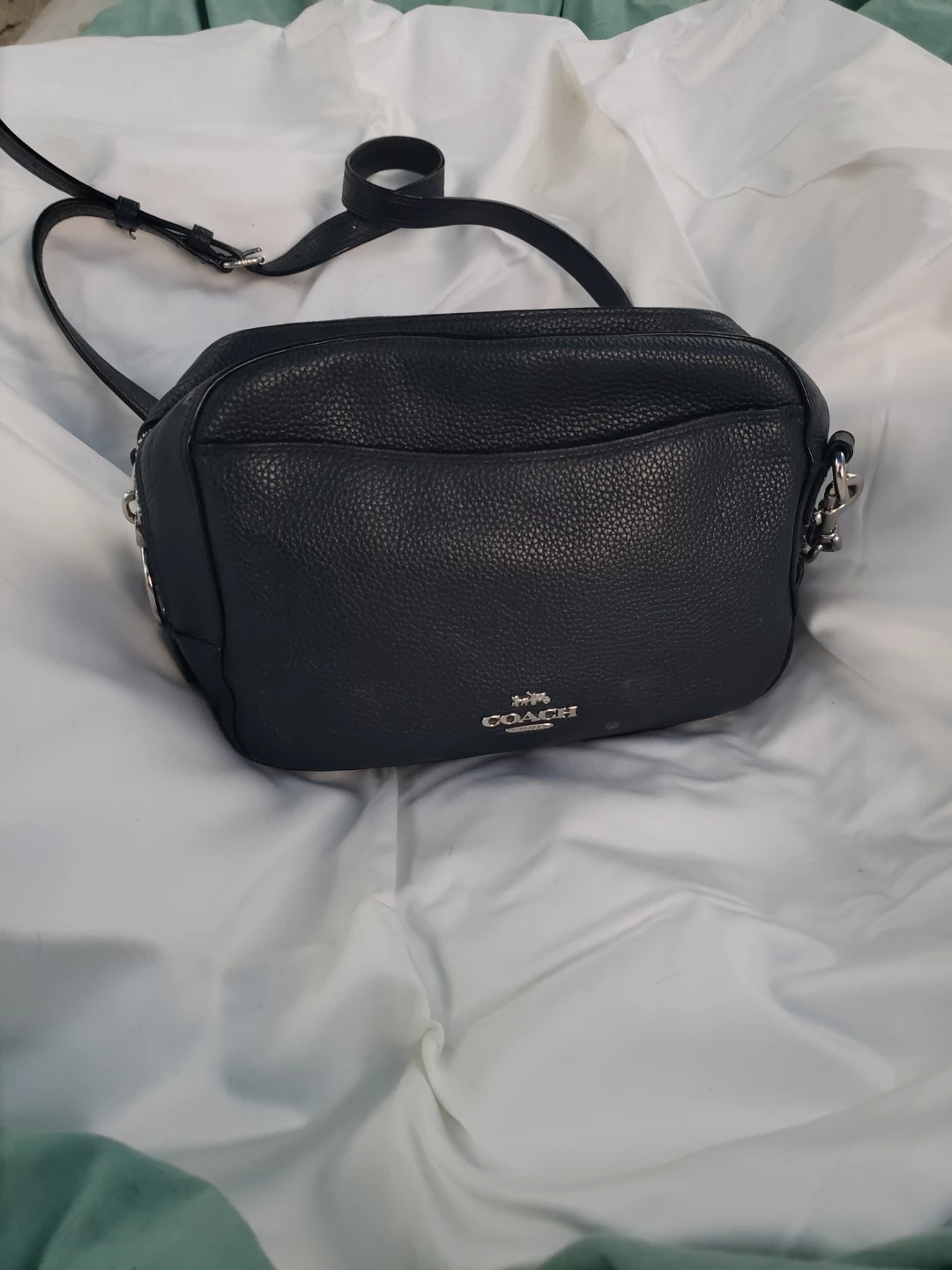 Coach Black Pebbled Leather Camera Bag