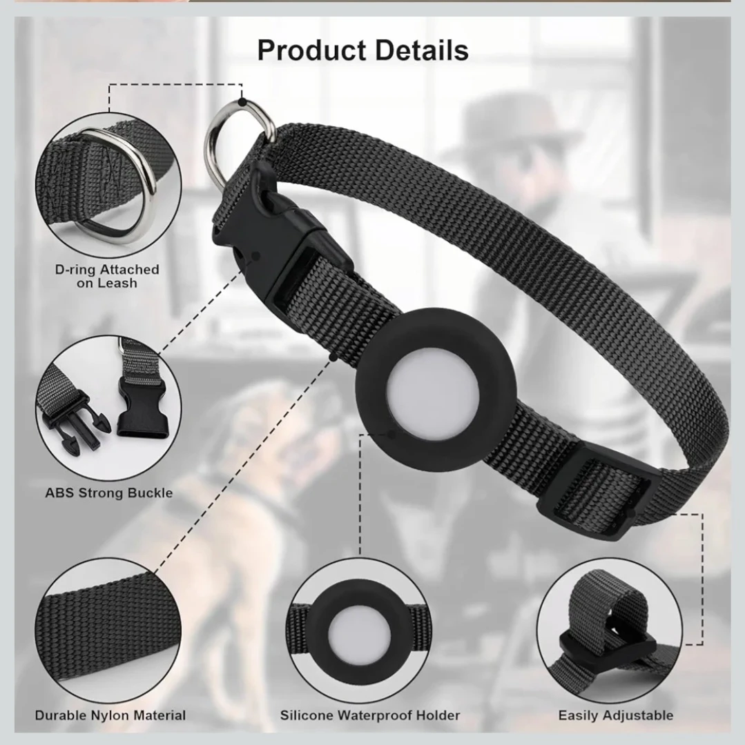 Adjustable Air Tag Dog Collar ...Small...New