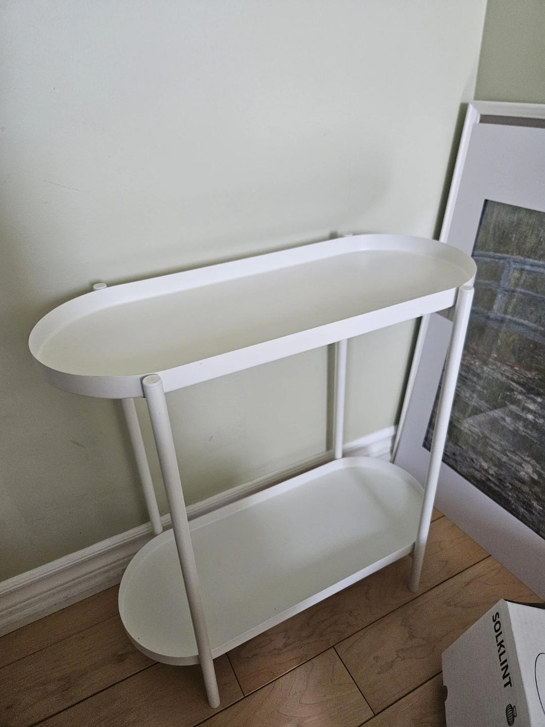 White 2-Tier Oval Side Table