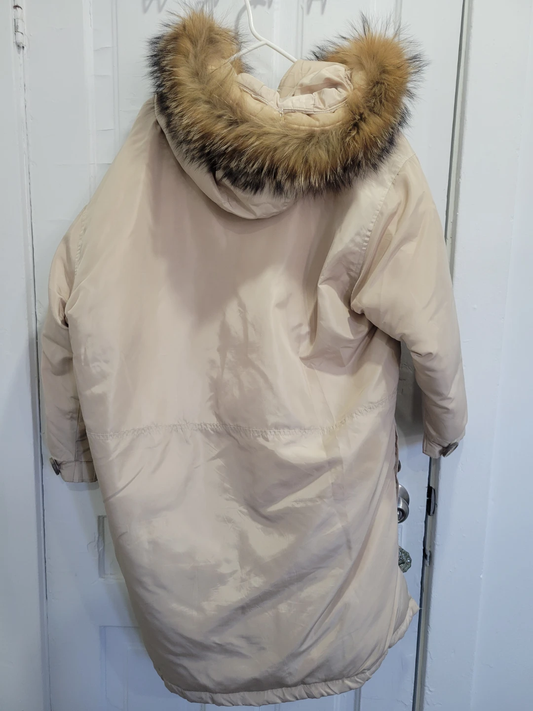 Women's Beige Parka Coat with Fur Hood - photo 2
