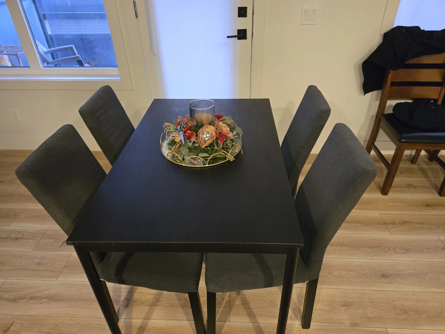 Dark Grey Upholstered Dining Table and 4 Chairs complete set - photo 2