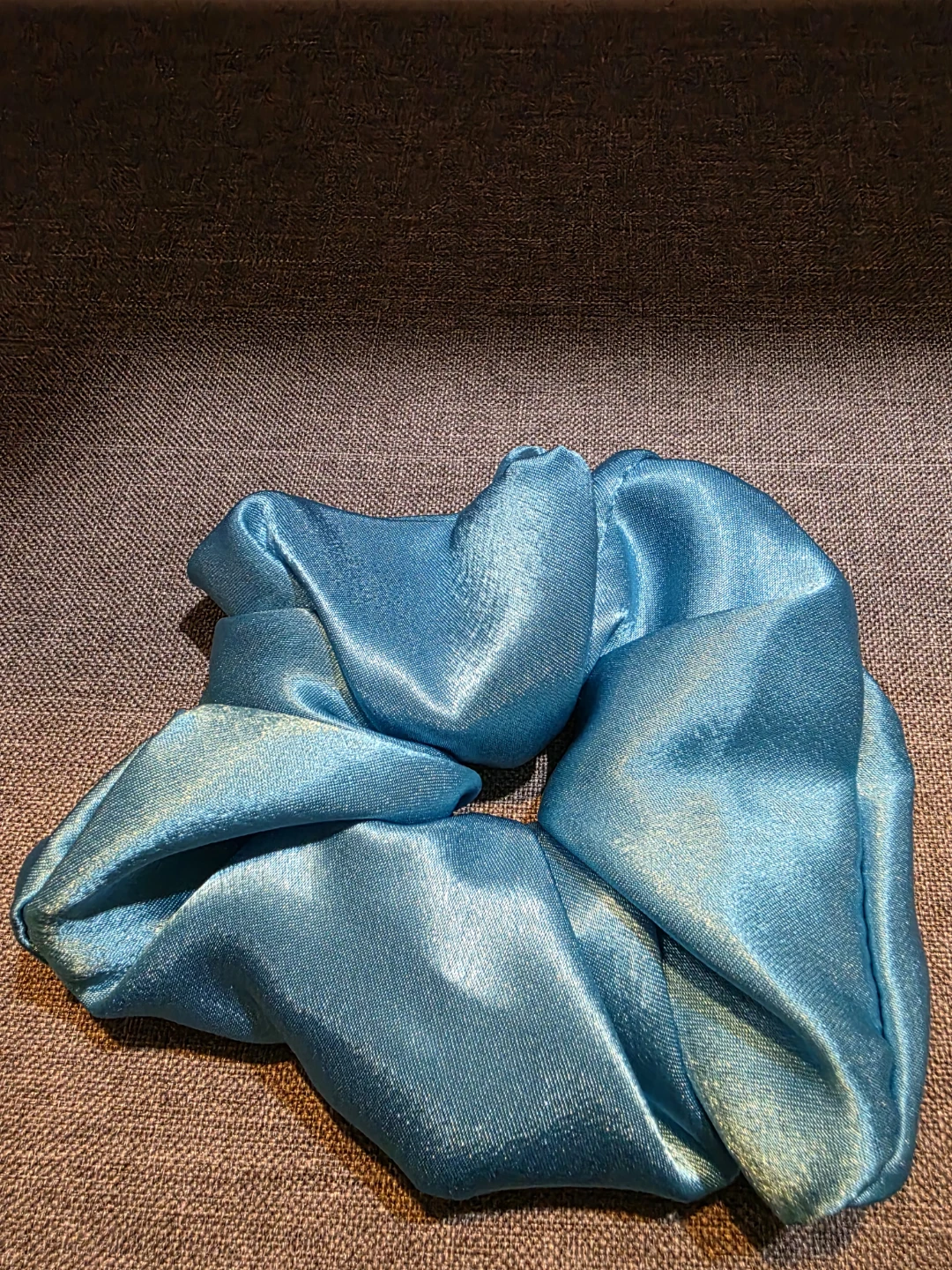 Light Blue Teal Satin Scrunchie (Large)