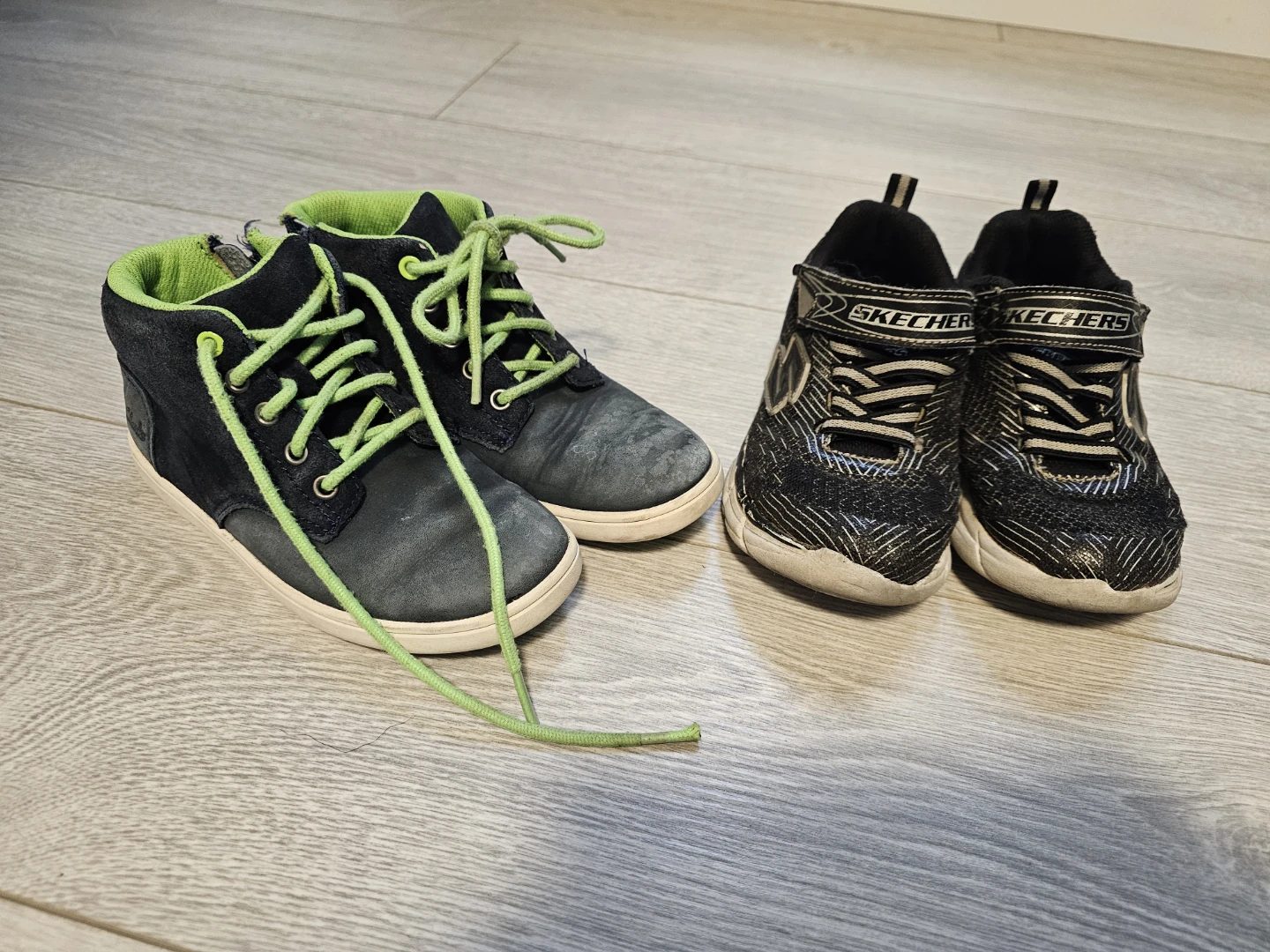 Clarks Kids' Black Suede Boots with Green Accents