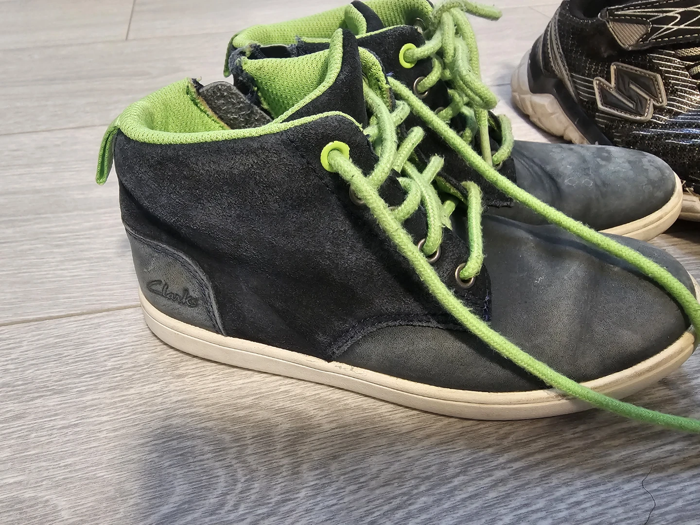 Clarks Kids' Black Suede Boots with Green Accents - photo 2