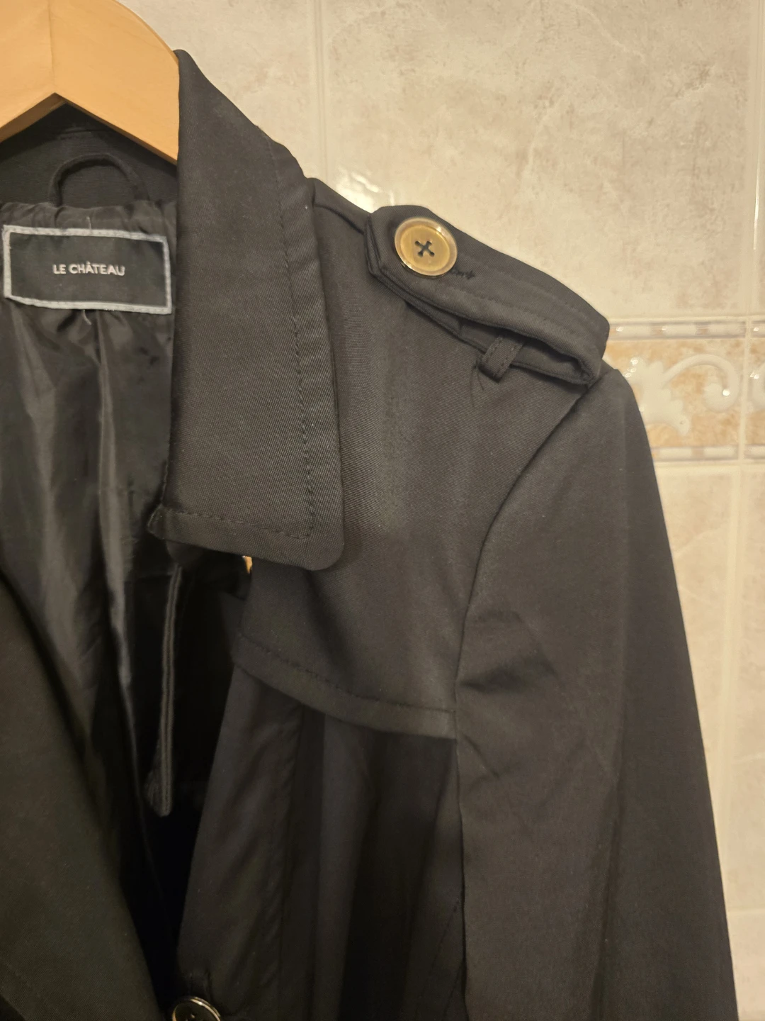 Le Château Black Double-Breasted Trench Coat size M-L - photo 4