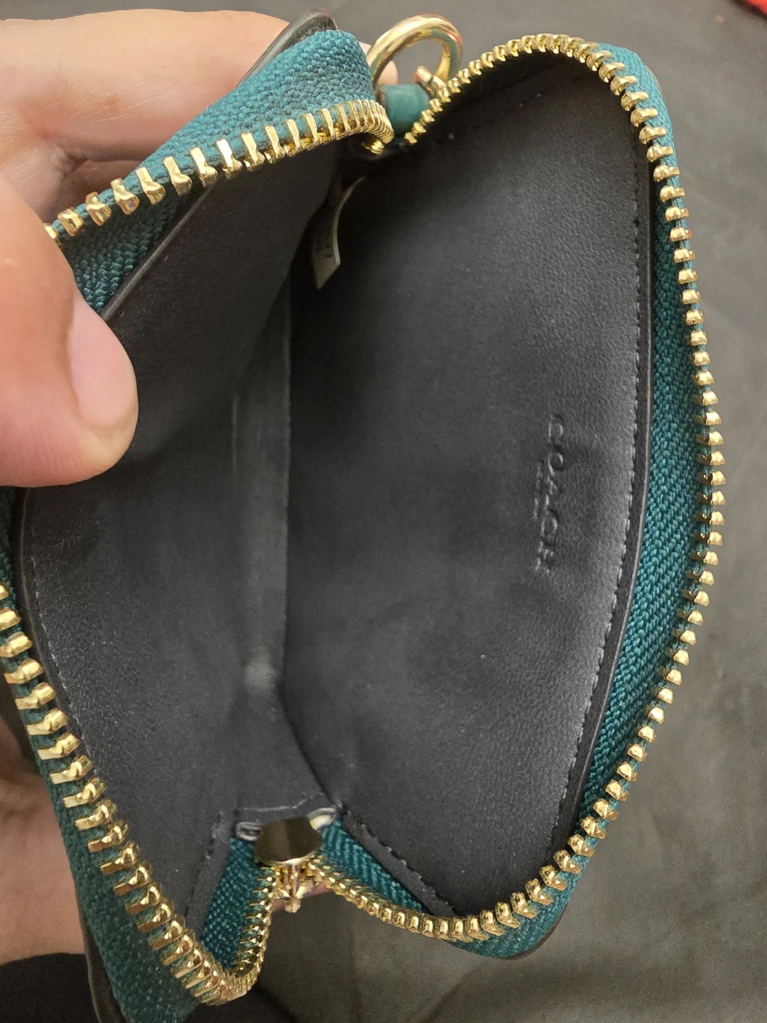 COACH Card Case Wallet with Chain - Teal Pebble Leather - photo 4