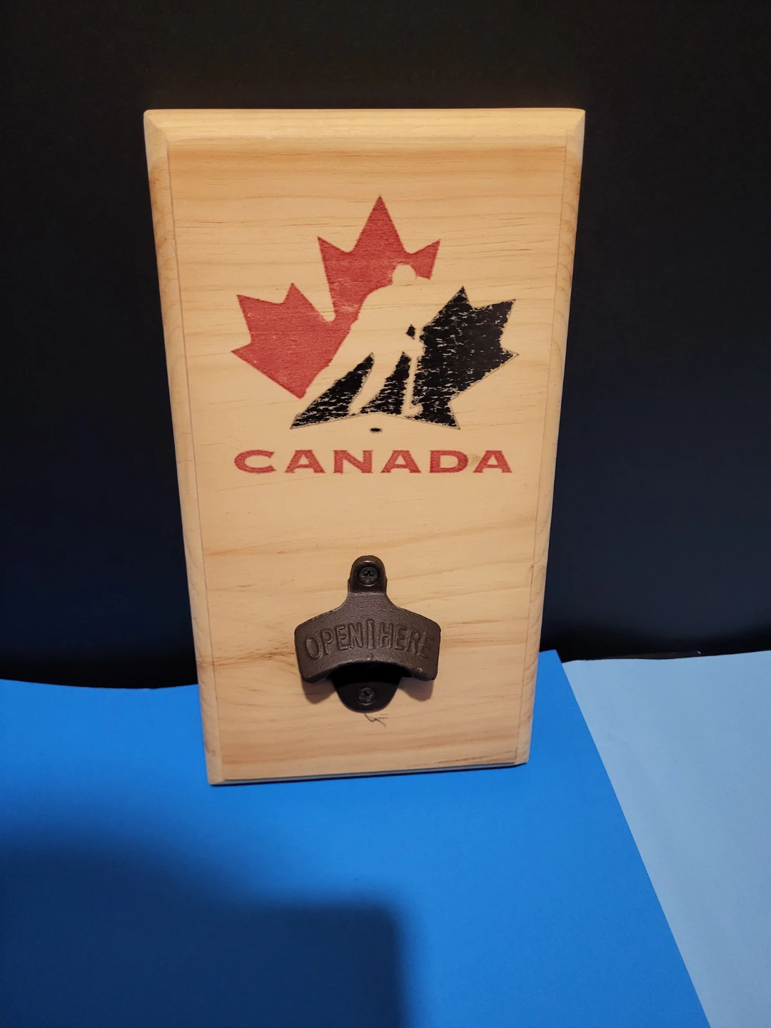 Canadian Hockey Wall Mount Bottle Opener