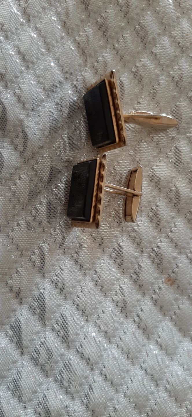 Mens vintage onyx cuff links. - photo 2