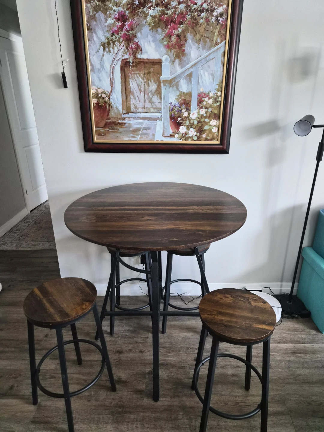 Round Pub Table with 4 Stools - photo 3