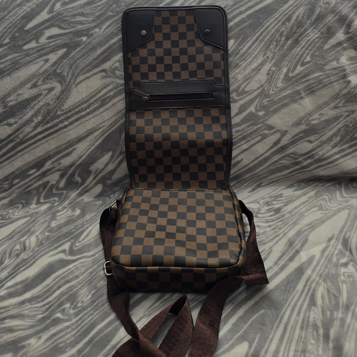Brown Checkerboard Messenger Bag - photo 3