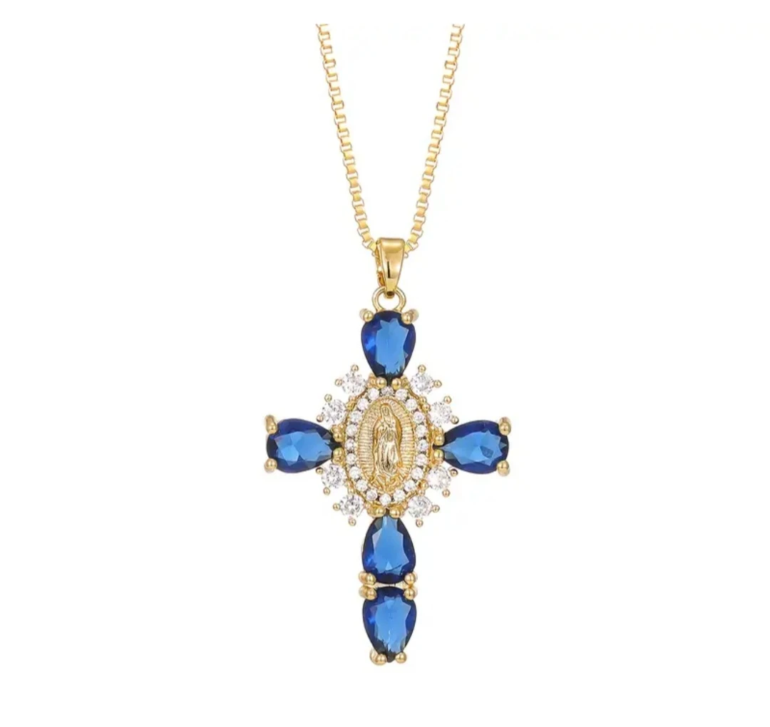 Sparkling Blue and white Cross necklace 💎❤️✨️✨️ - photo 2