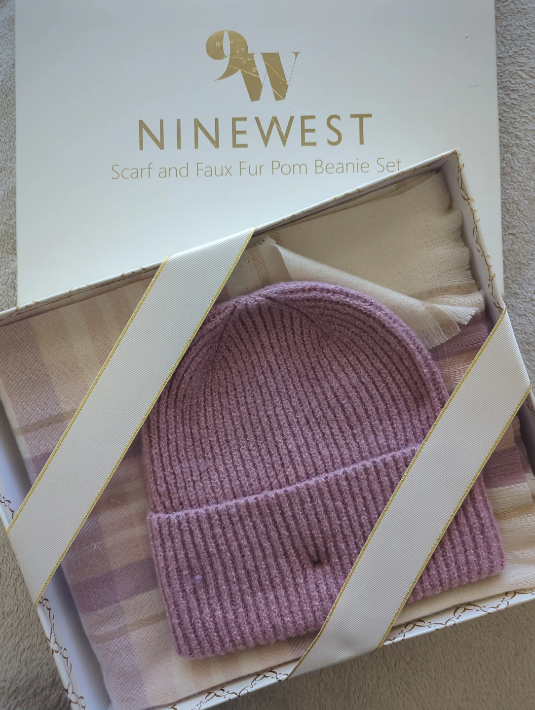 Nine West Scarf and Faux Fur Pom Beanie Set - photo 3