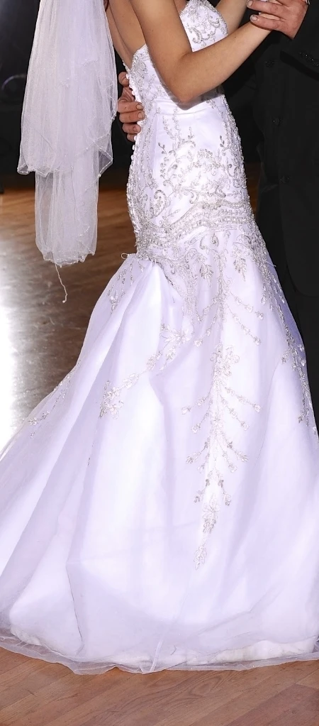 White Strapless Mermaid Wedding Dress with Beading - photo 2
