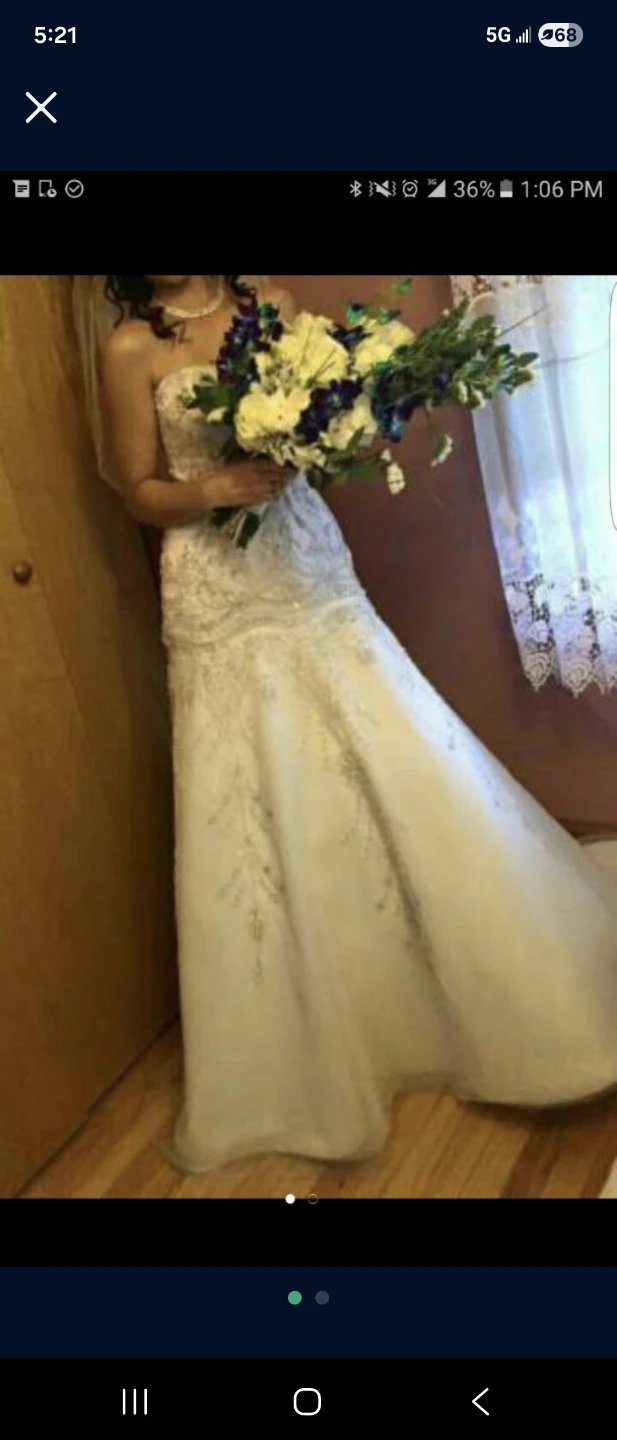 White Strapless Mermaid Wedding Dress with Beading - photo 3