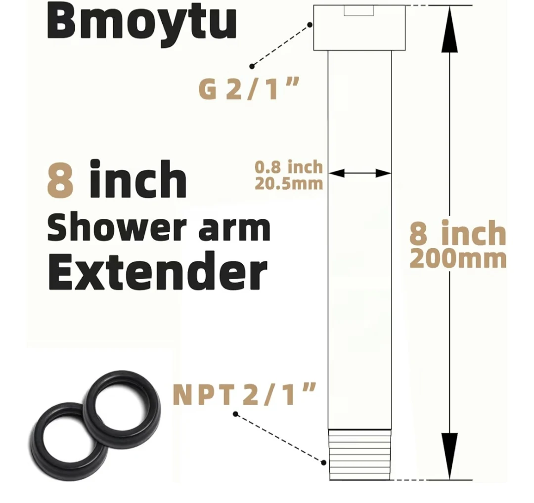 Shower Head Extension Arm 8 Inches, Shower Arm Extender - photo 2