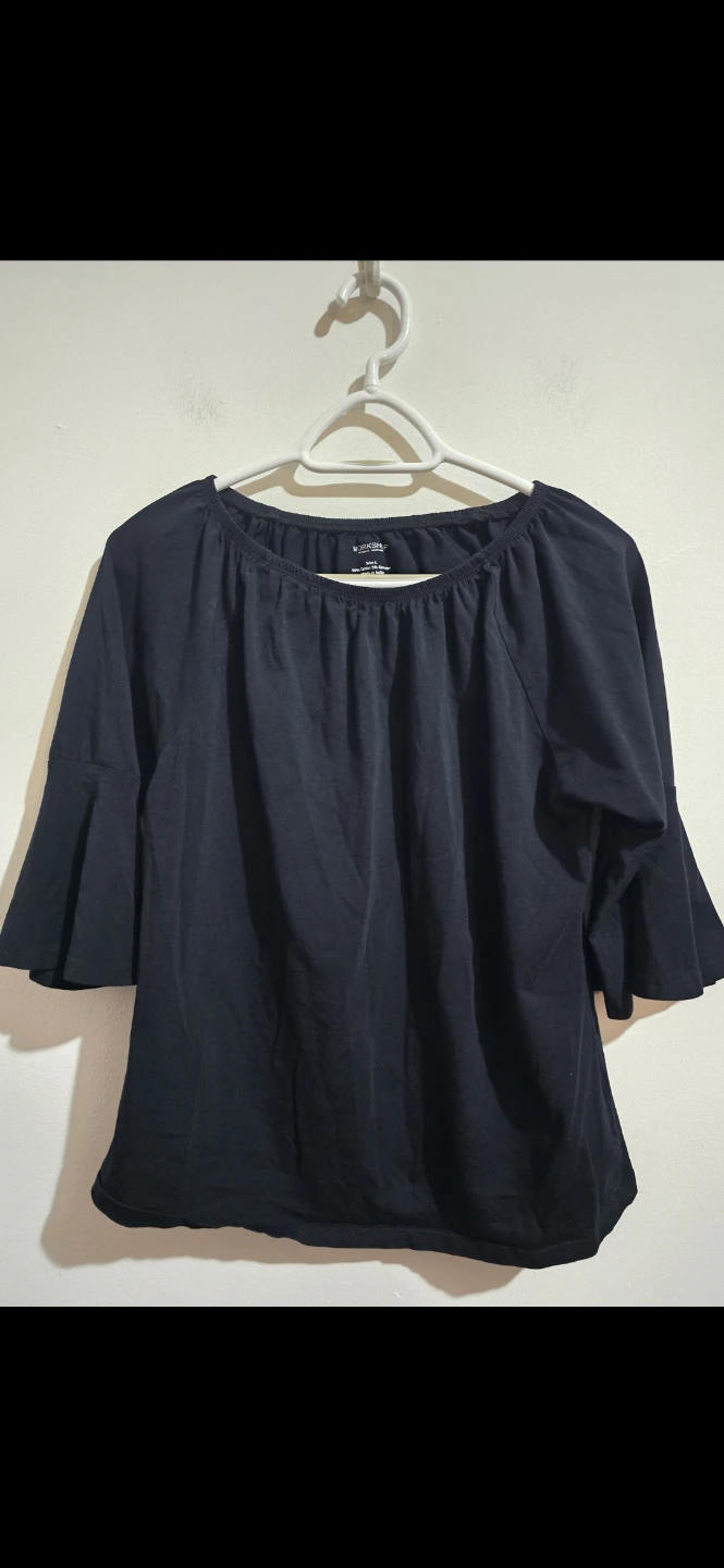WORKSHOP REPUBLIC CLOTHING Black Bell Sleeve Top Size L