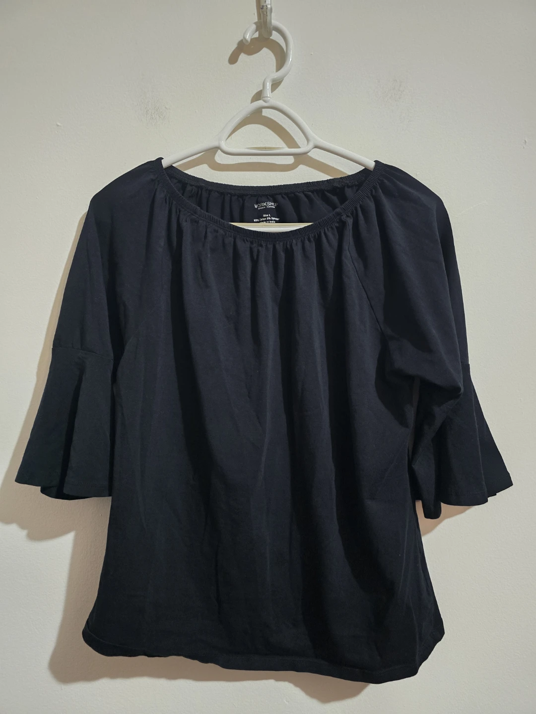WORKSHOP REPUBLIC CLOTHING Black Bell Sleeve Top Size L - photo 4