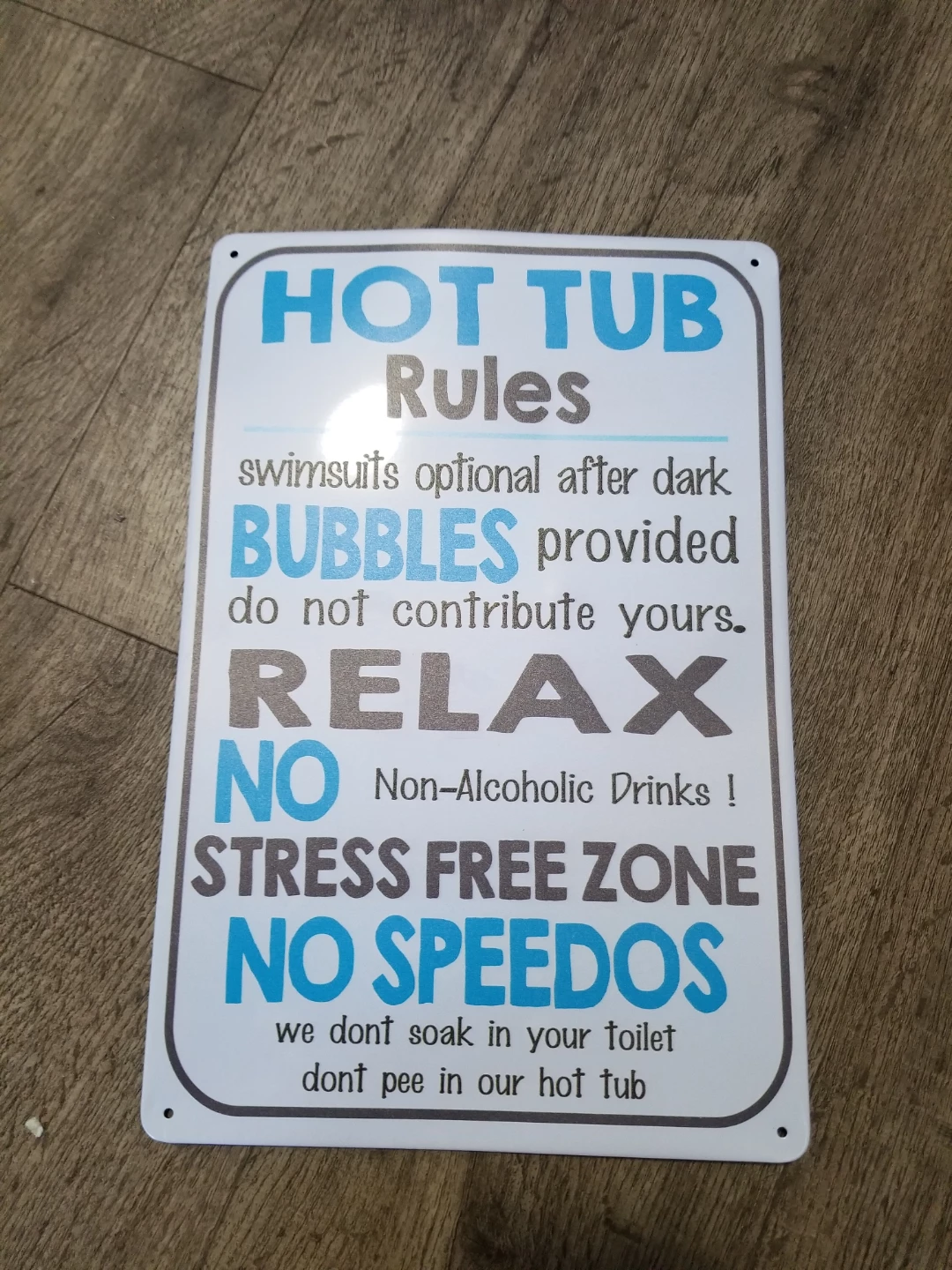 Hot Tub Rules Metal Sign