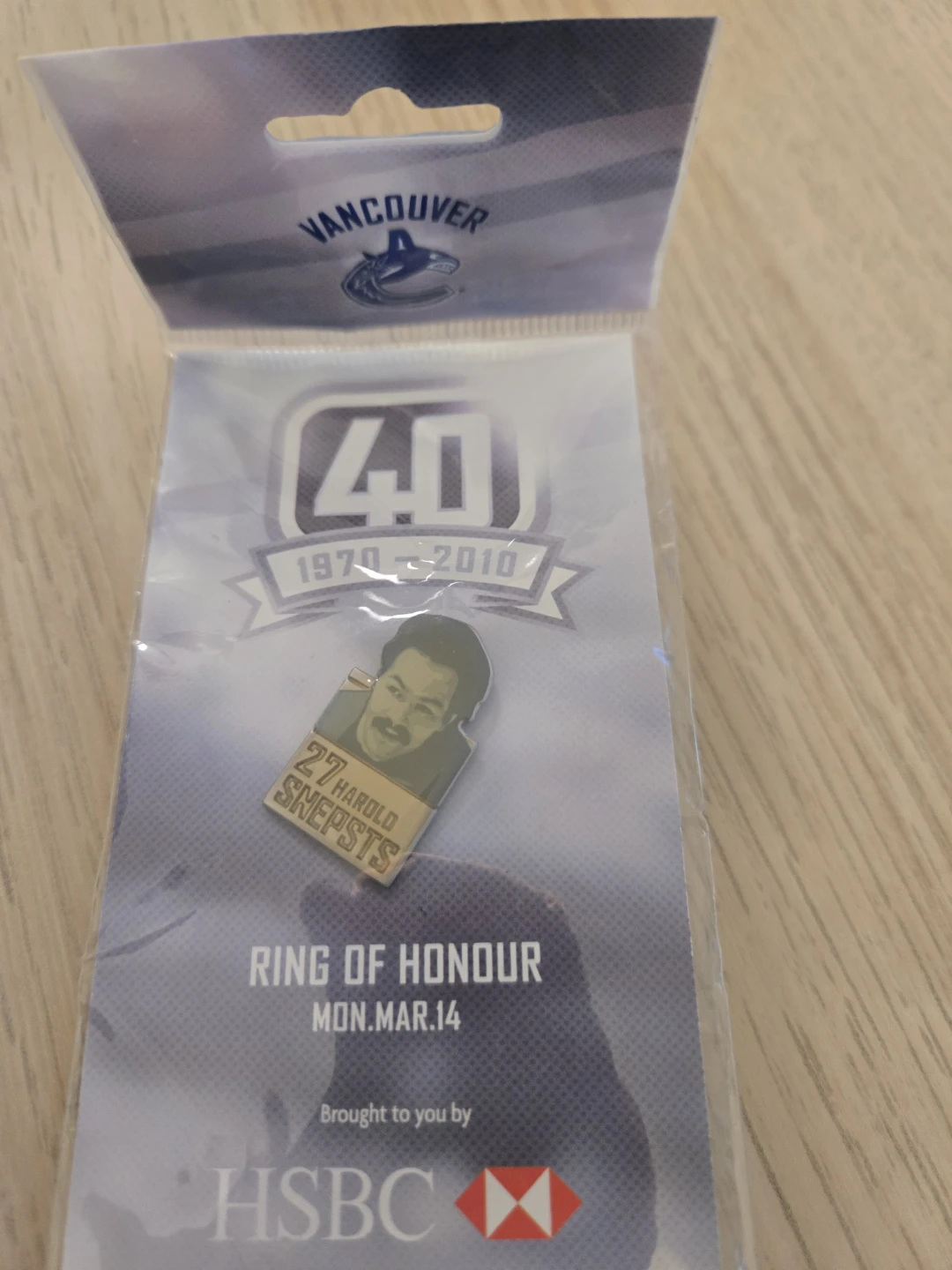 Vancouver Canucks Harold Snepsts Ring of Honour Pin - photo 2