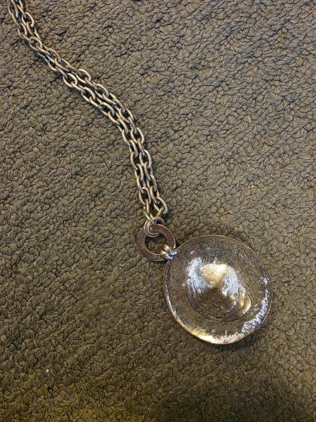 Silver Tone Pendant Necklace with Purple Red Gem - photo 4