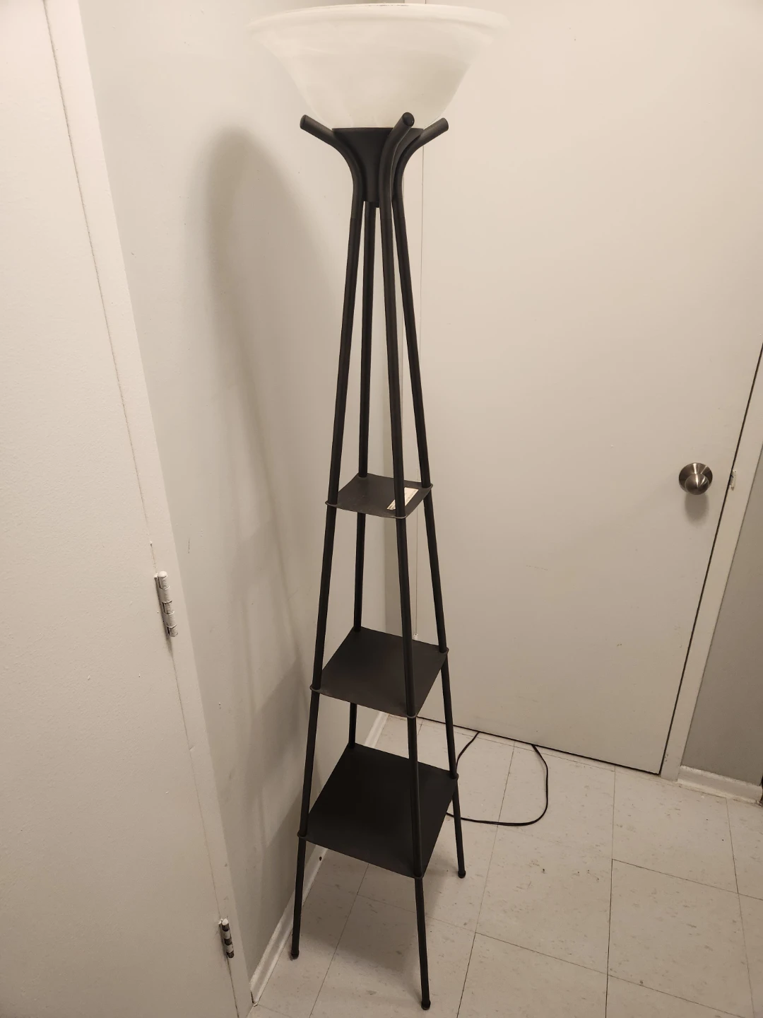 Black Floor Lamp with Shelves