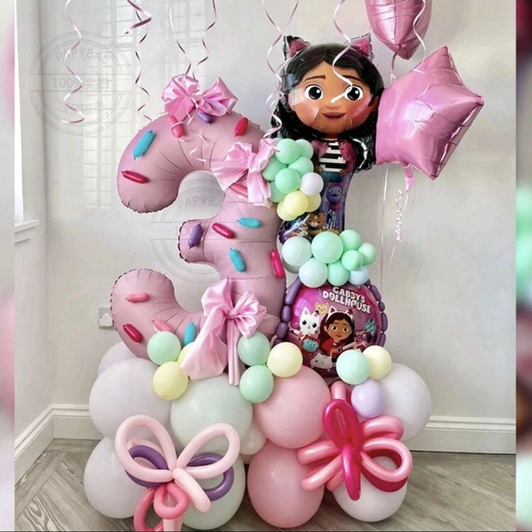 Gabby's Dollhouse Birthday Balloon Arrangement