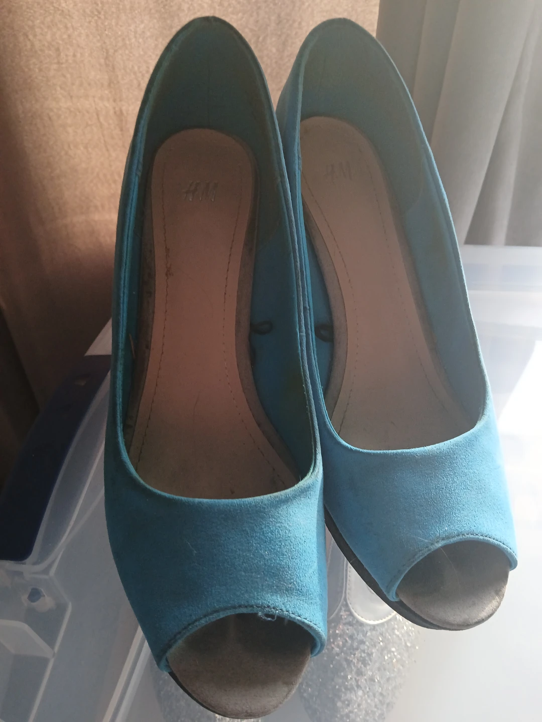 H&M Women's Blue Peep-Toe Heels