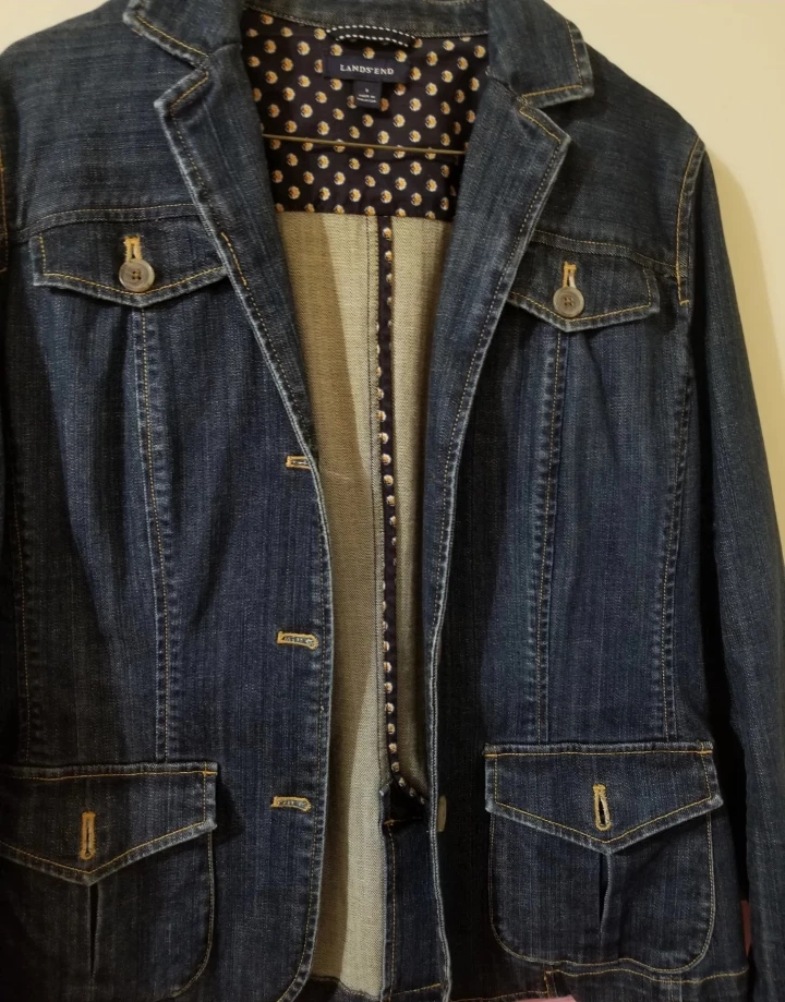 Lands' End Women's Denim Jacket Size 8 🏆 - photo 3