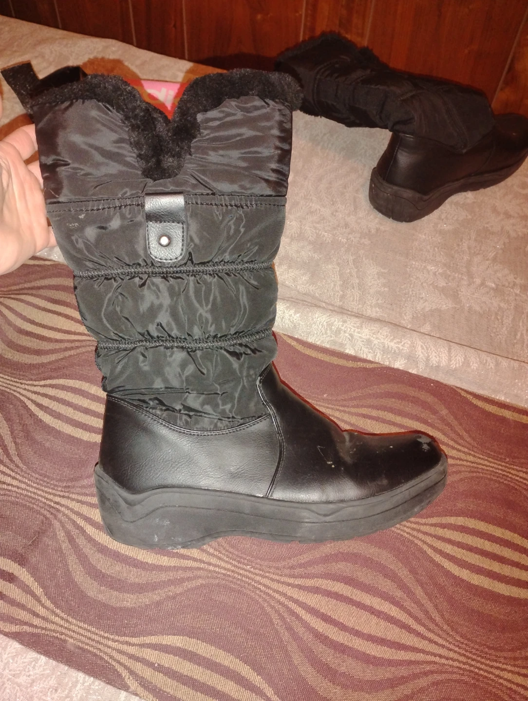 Black Puffer Winter Boots - Size 6 - photo 4