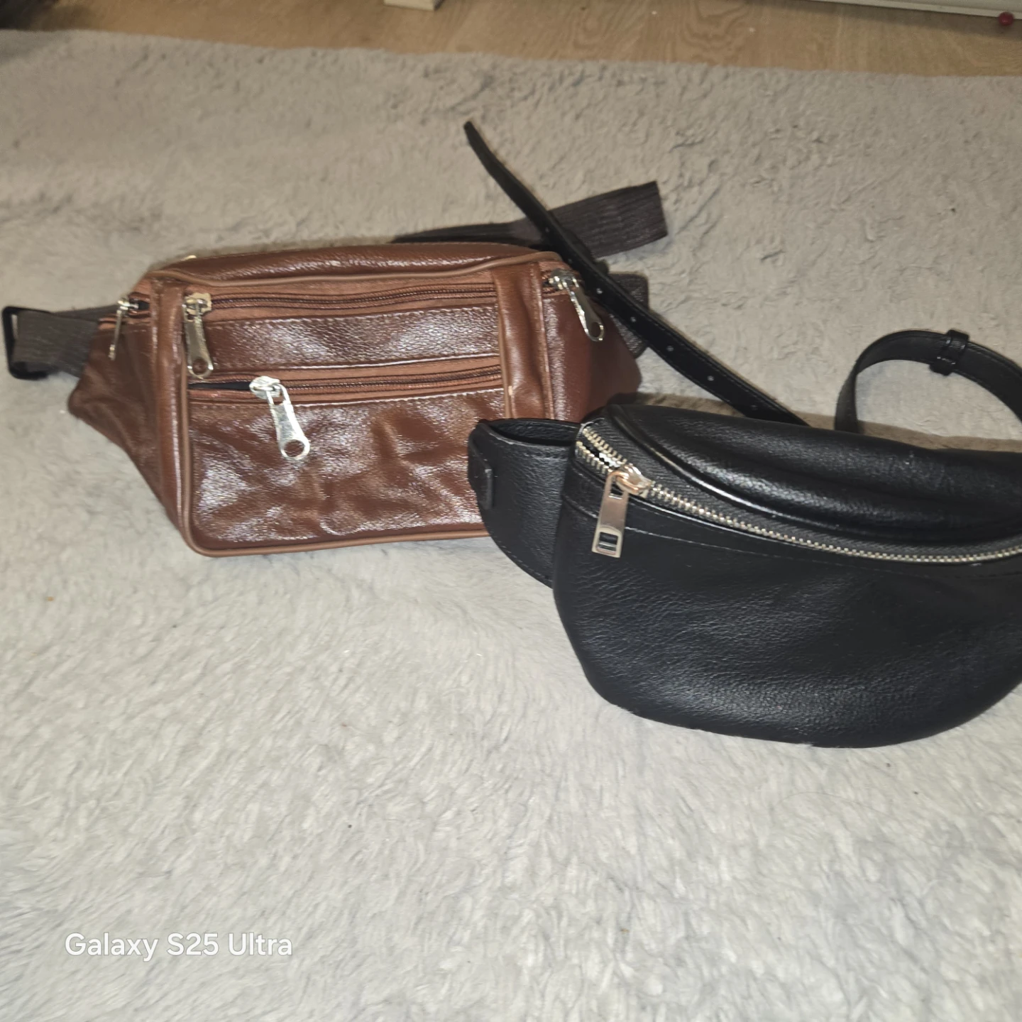 Set of 2 Faux Leather Fanny Packs - Black and Brown - photo 3