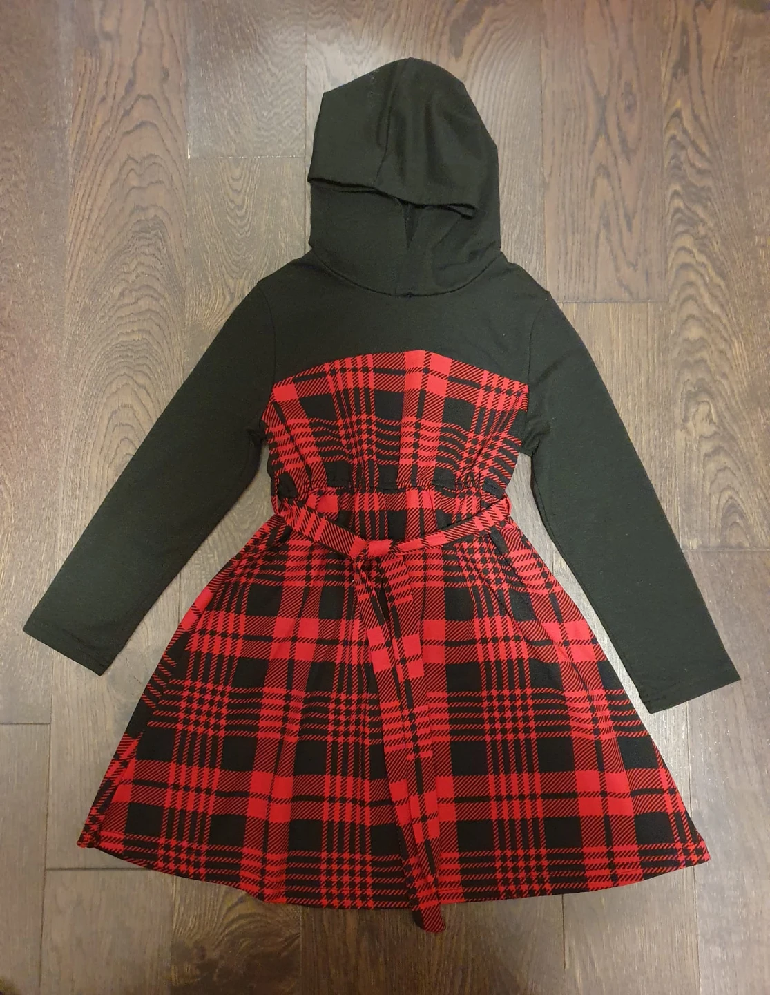 Girls' Plaid Hoodie Dress 🥕