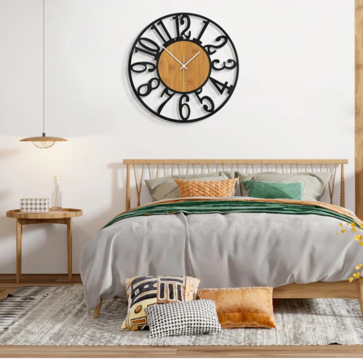 24 Inch Metal Wall Clock with Wood Center - photo 3