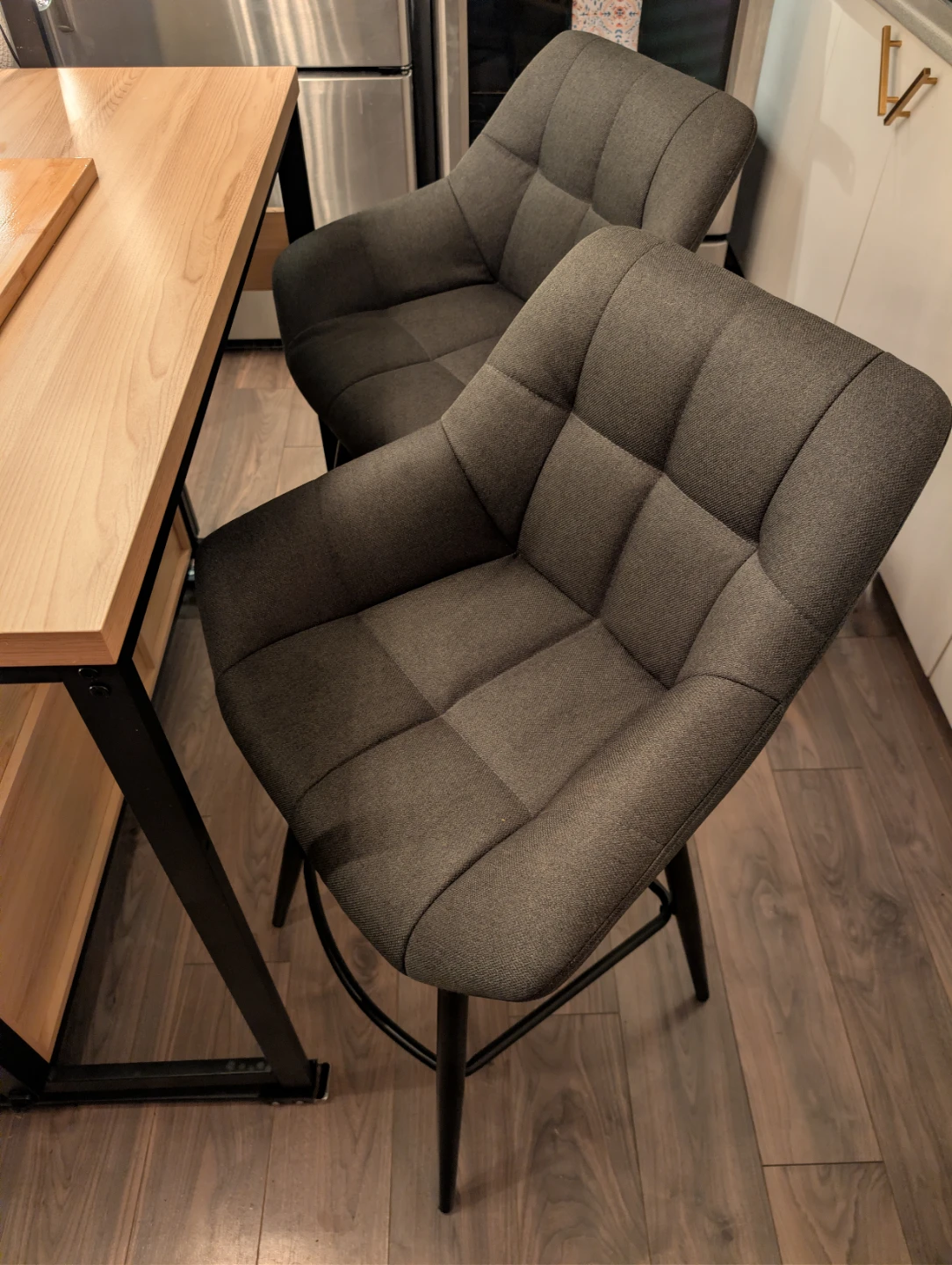 Set of 2 Structube 🟩 Dark Green 🟩 Upholstered Bar Stools
