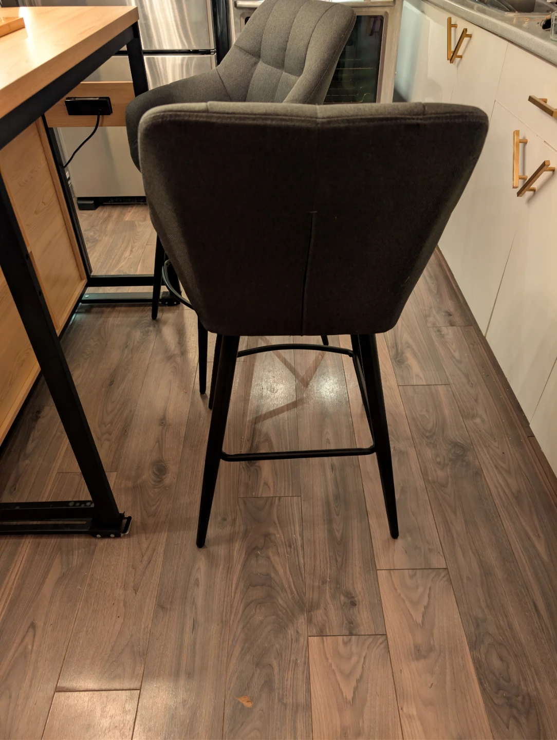 Set of 2 Structube 🟩 Dark Green 🟩 Upholstered Bar Stools - photo 3