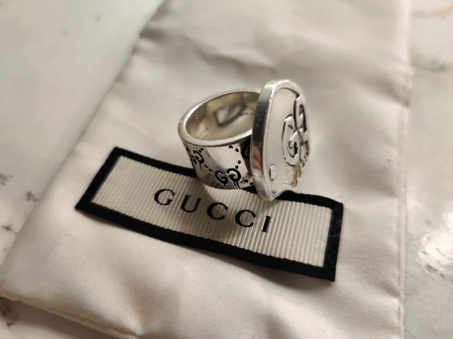 Size 6- authentic Gucci 925  Sterling Silver Ring - photo 3