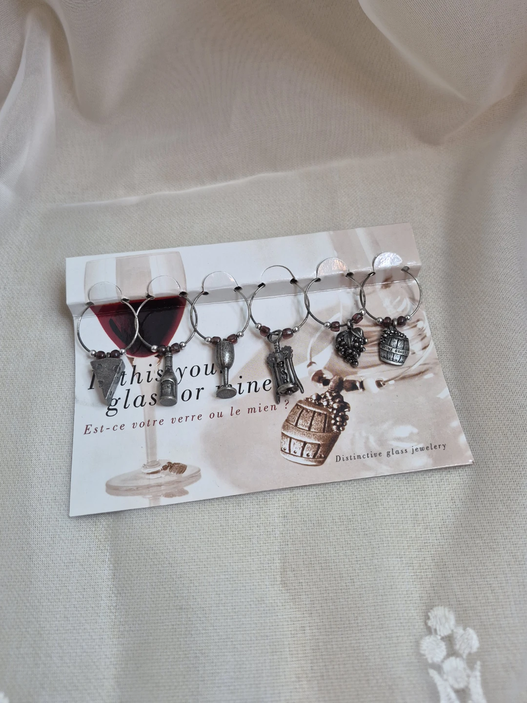 Set of 6 Wine Themed Pewter Wine Charms - photo 5