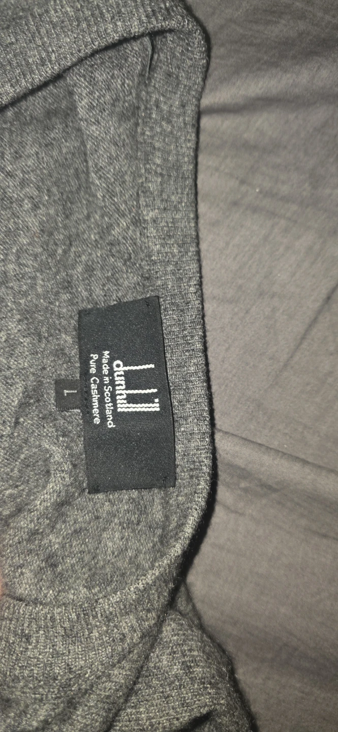 Vintage Dunhill Men's grey Cashmere V neck sweater (Size L) - photo 3