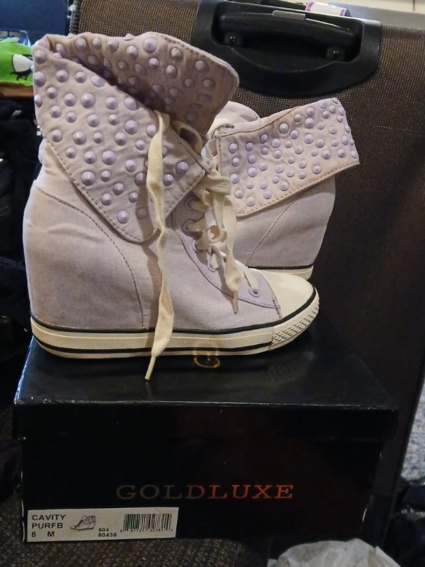 Goldluxe Cavity Wedge Sneakers Purple Size 8 - photo 2