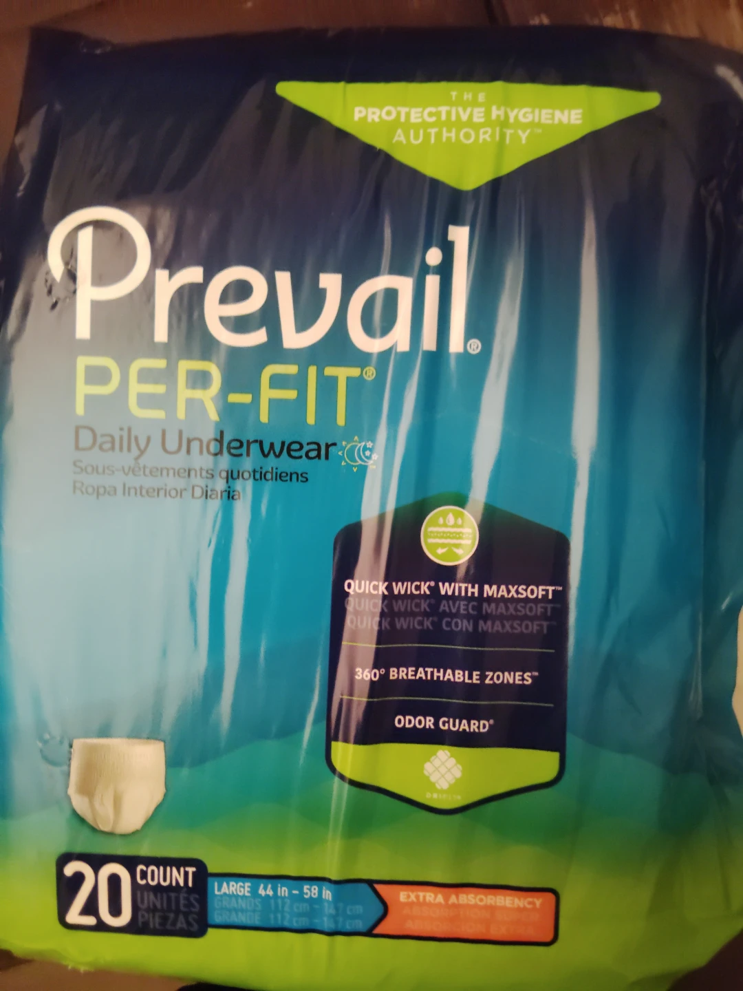 Prevail Per-Fit Daily Underwear, Large, 20 Count